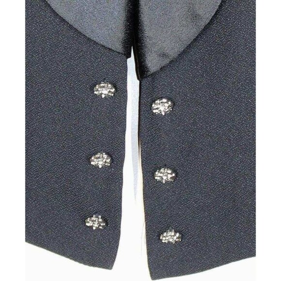 J.R. Nites by Caliendo 10 Elegant Black Open Front Crystal Buttons Short Jacket - Picture 2 of 6